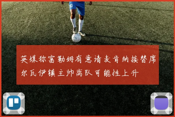 英媒称富勒姆有意请麦肯纳接替席尔瓦伊镇主帅离队可能性上升